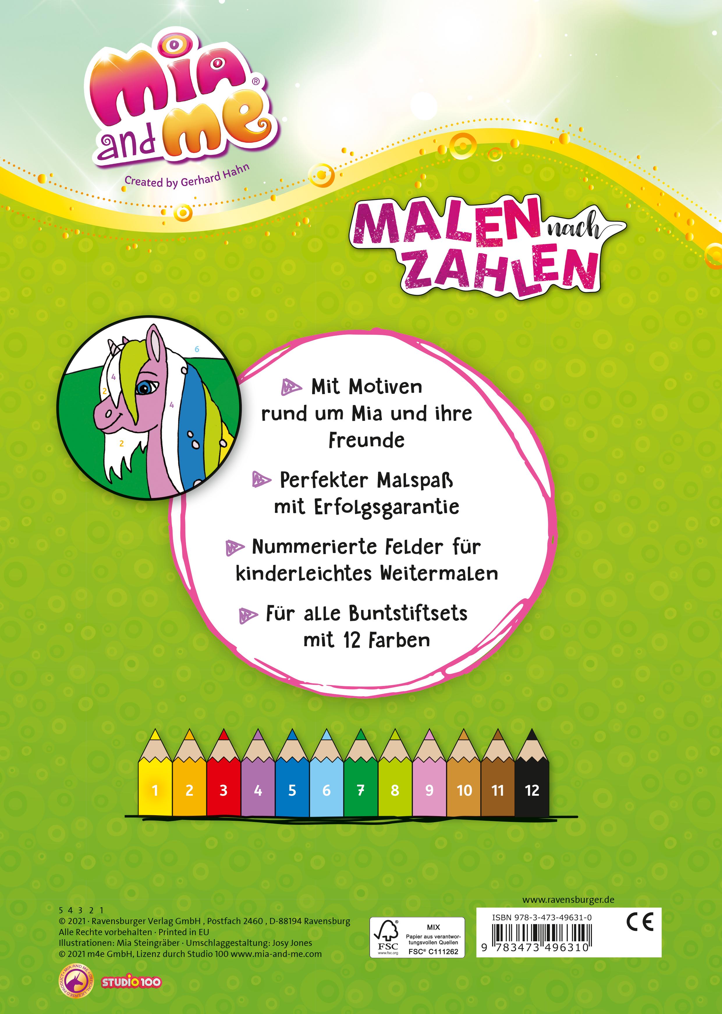 Rückseitencover Mia and me: Malen nach Zahlen ab 5