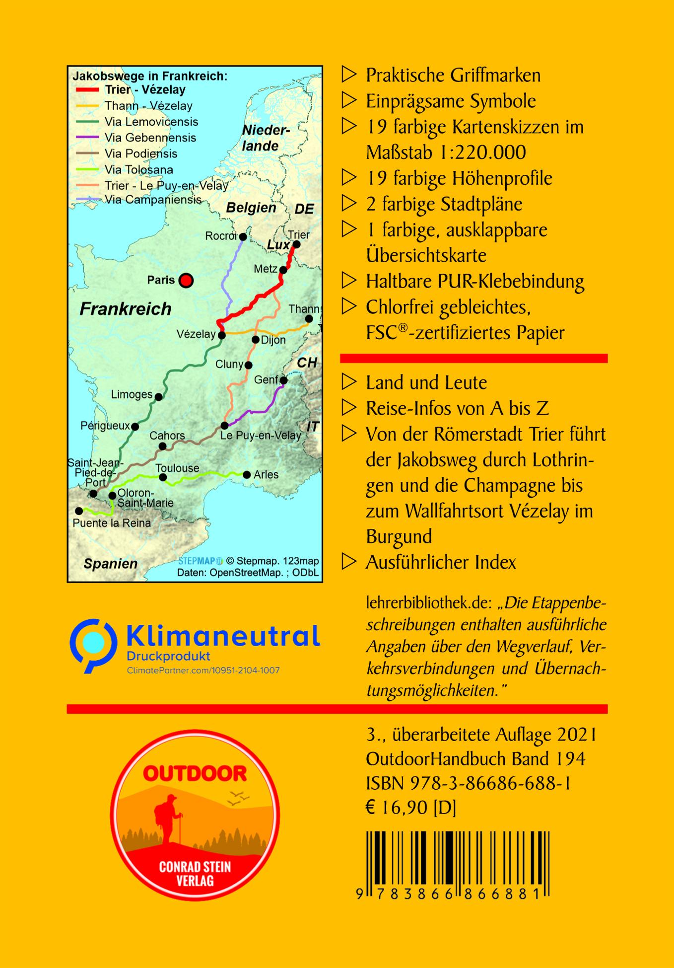 Rückseitencover Jakobsweg Trier - Vézelay