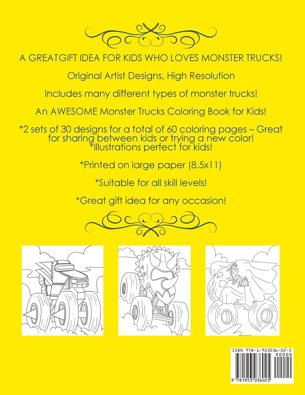 Rückseitencover Monster Truck Coloring Book for Kids Ages 4-8