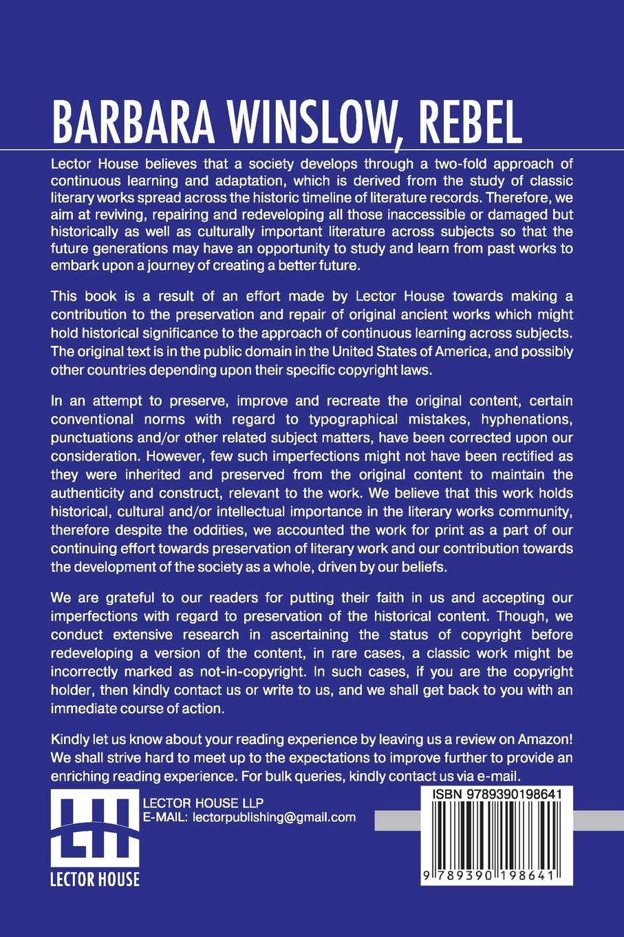 Rückseitencover Barbara Winslow, Rebel