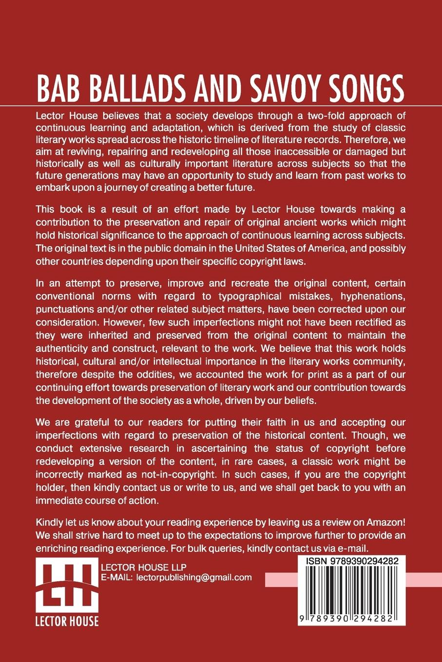 Rückseitencover Bab Ballads And Savoy Songs