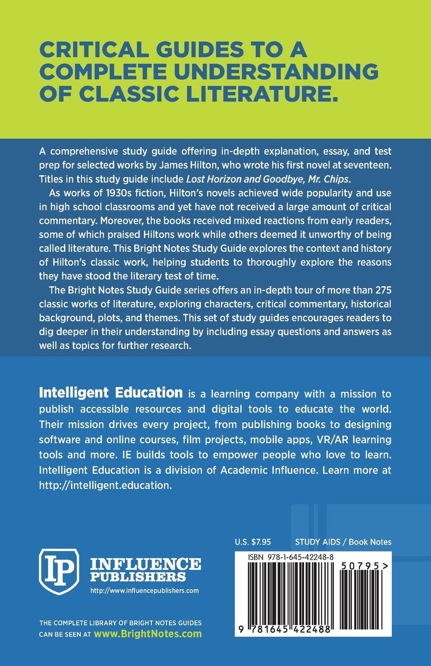 Rückseitencover Study Guide to Lost Horizon and Goodbye, Mr. Chips by James Hilton