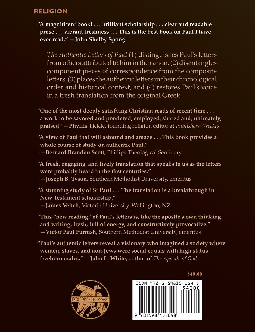 Rückseitencover The Authentic Letters of Paul