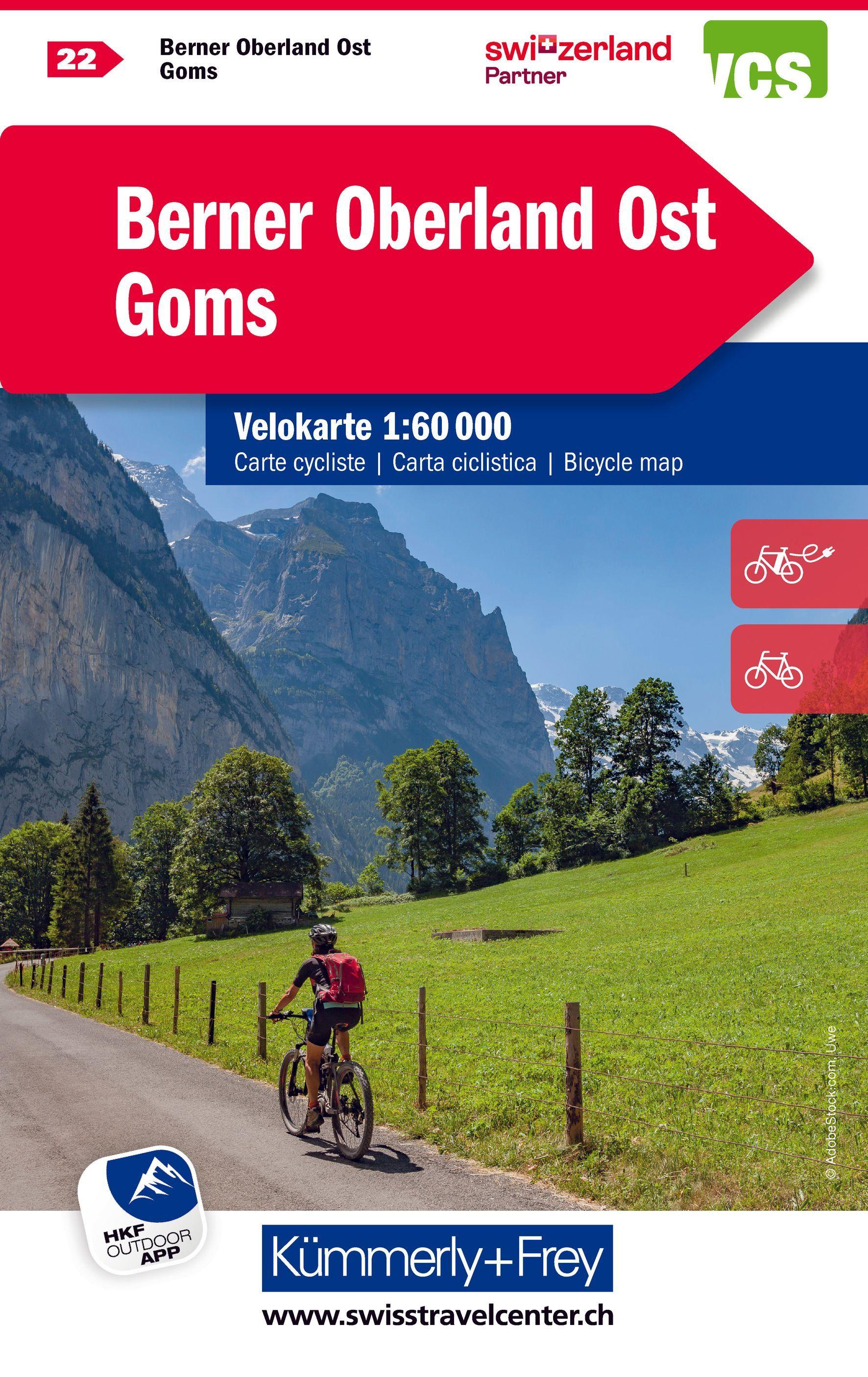 Vorderes Coverbild Radwanderkarte Berner Oberland Ost - Goms  mit Ortsindex (22)