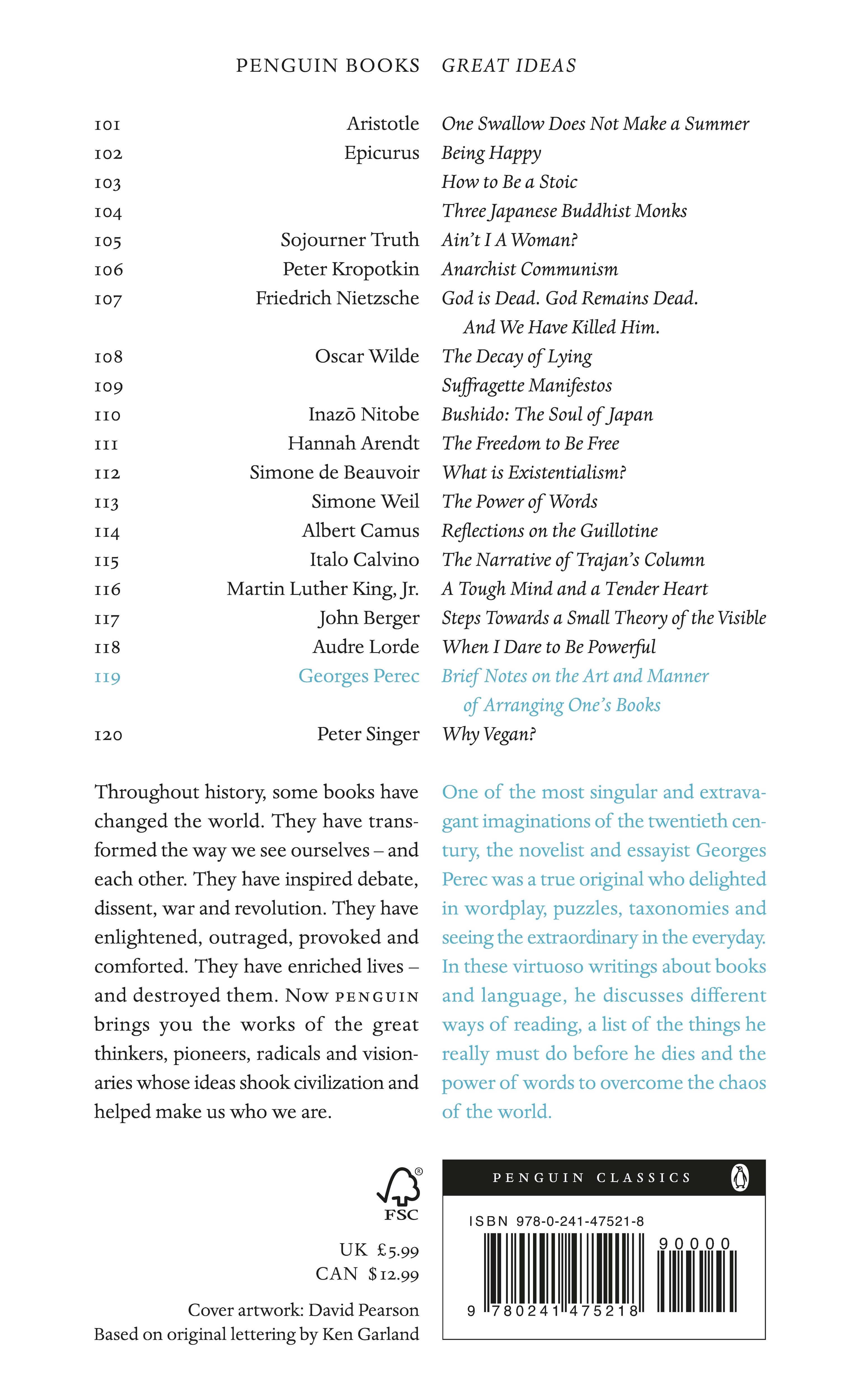 Rückseitencover Brief Notes on the Art and Manner of Arranging One's Books