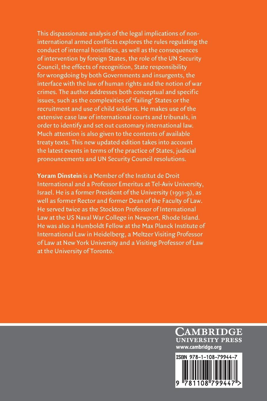 Rückseitencover Non-International Armed Conflicts in International Law