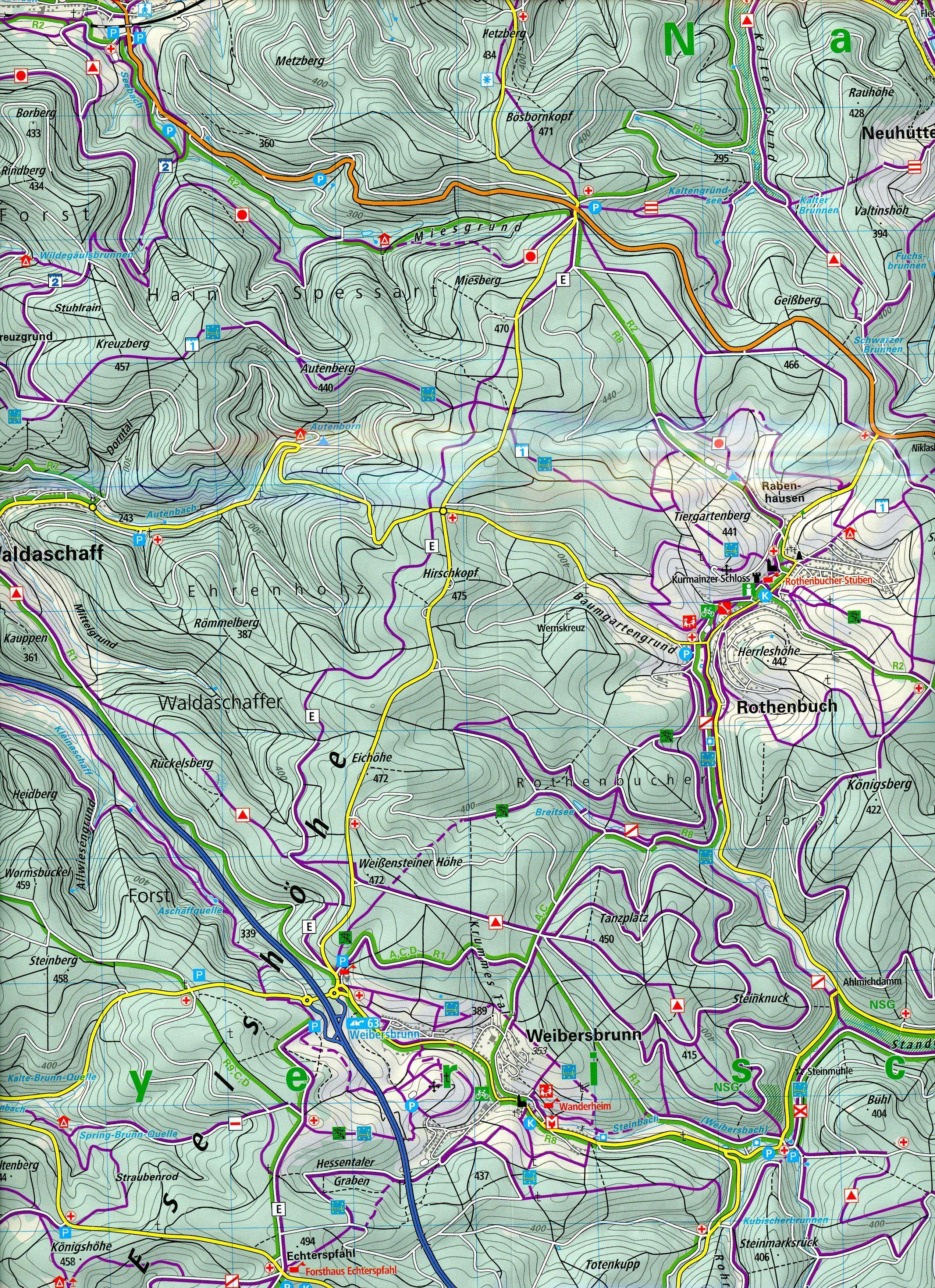 Beispielinhalt (Bild) Hochspessart, Aschaffenburg, Lohr, Wertheim 1 : 35 000