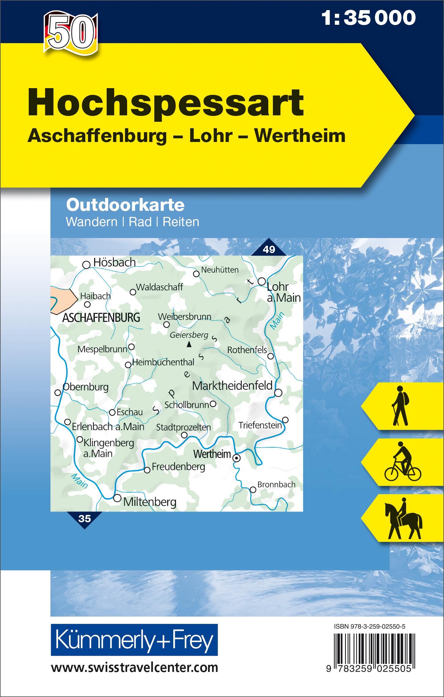 Rückseitencover Hochspessart, Aschaffenburg, Lohr, Wertheim 1 : 35 000