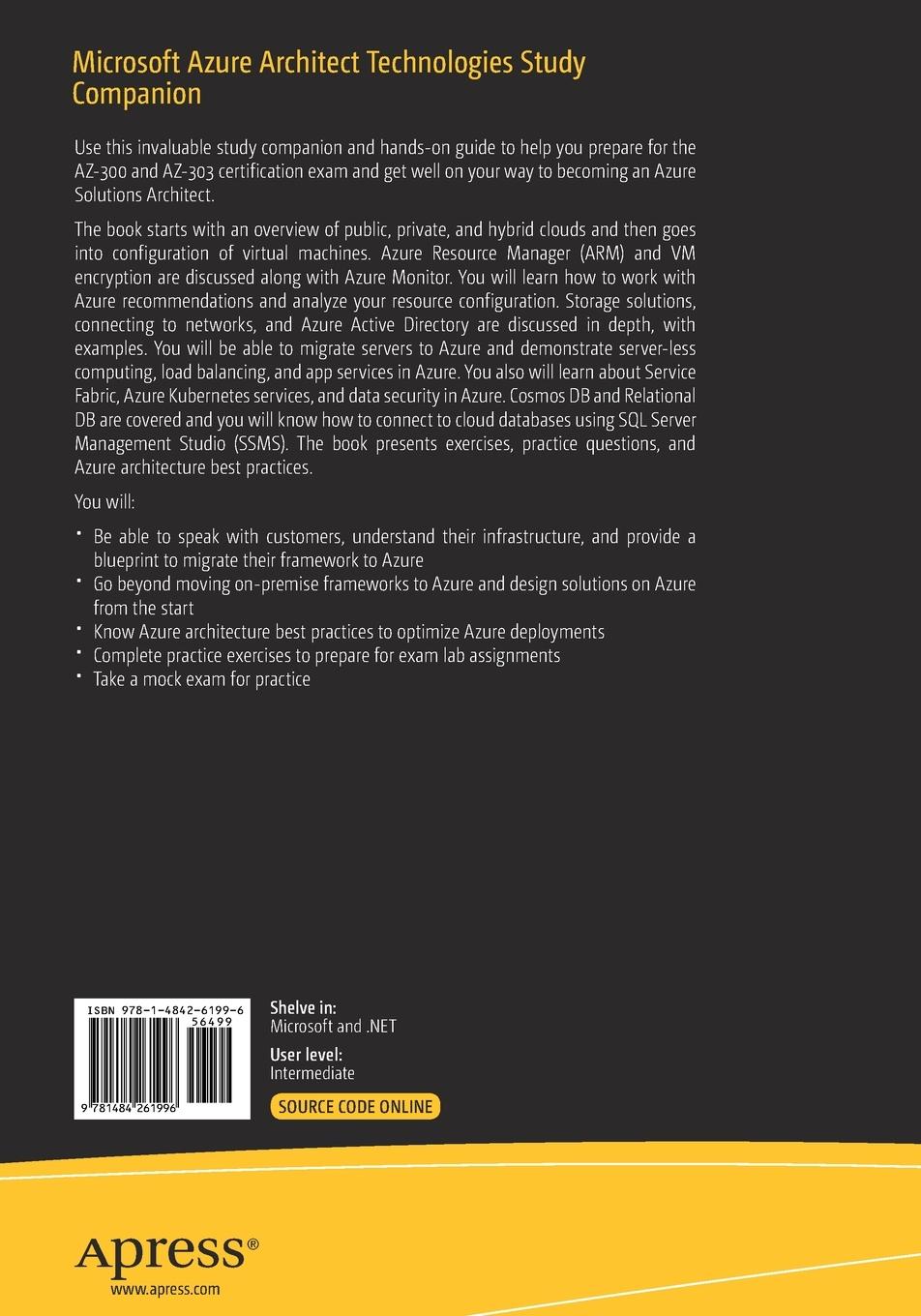 Rückseitencover Microsoft Azure Architect Technologies Study Companion