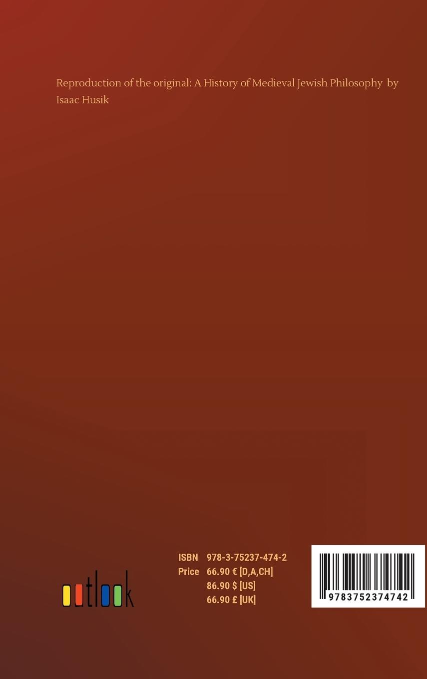 Rückseitencover A History of Medieval Jewish Philosophy