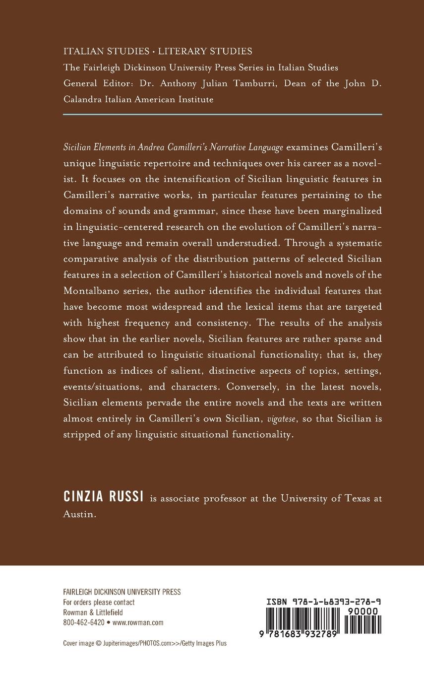 Rückseitencover Sicilian Elements in Andrea Camilleri's Narrative Language