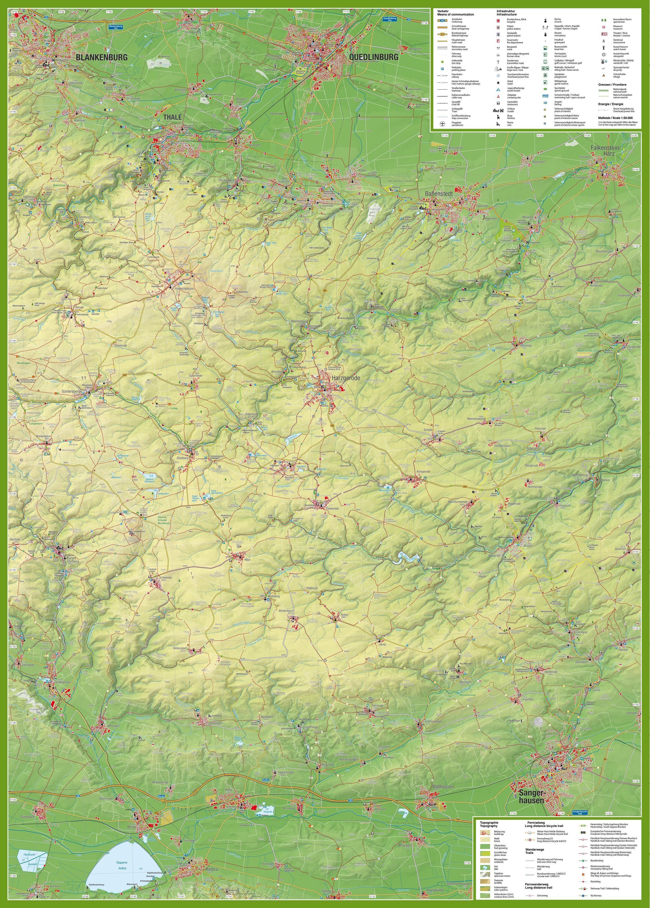 Beispielinhalt (Bild) Wanderkarte Der Östliche Harz 1:50.000