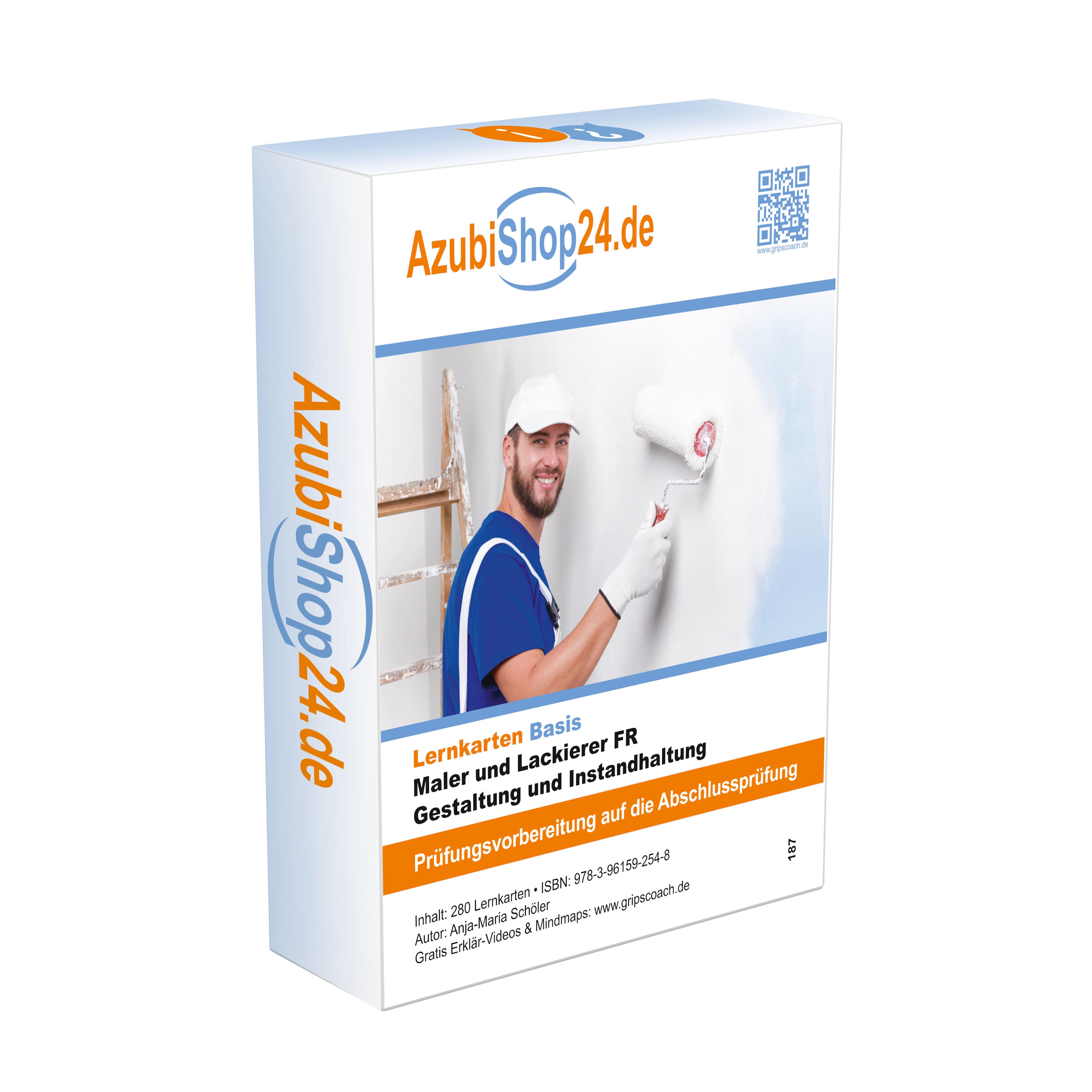 Vorderes Coverbild AzubiShop24.de Basis-Lernkarten Maler und Lackierer FR Gestaltung und Instandhaltung