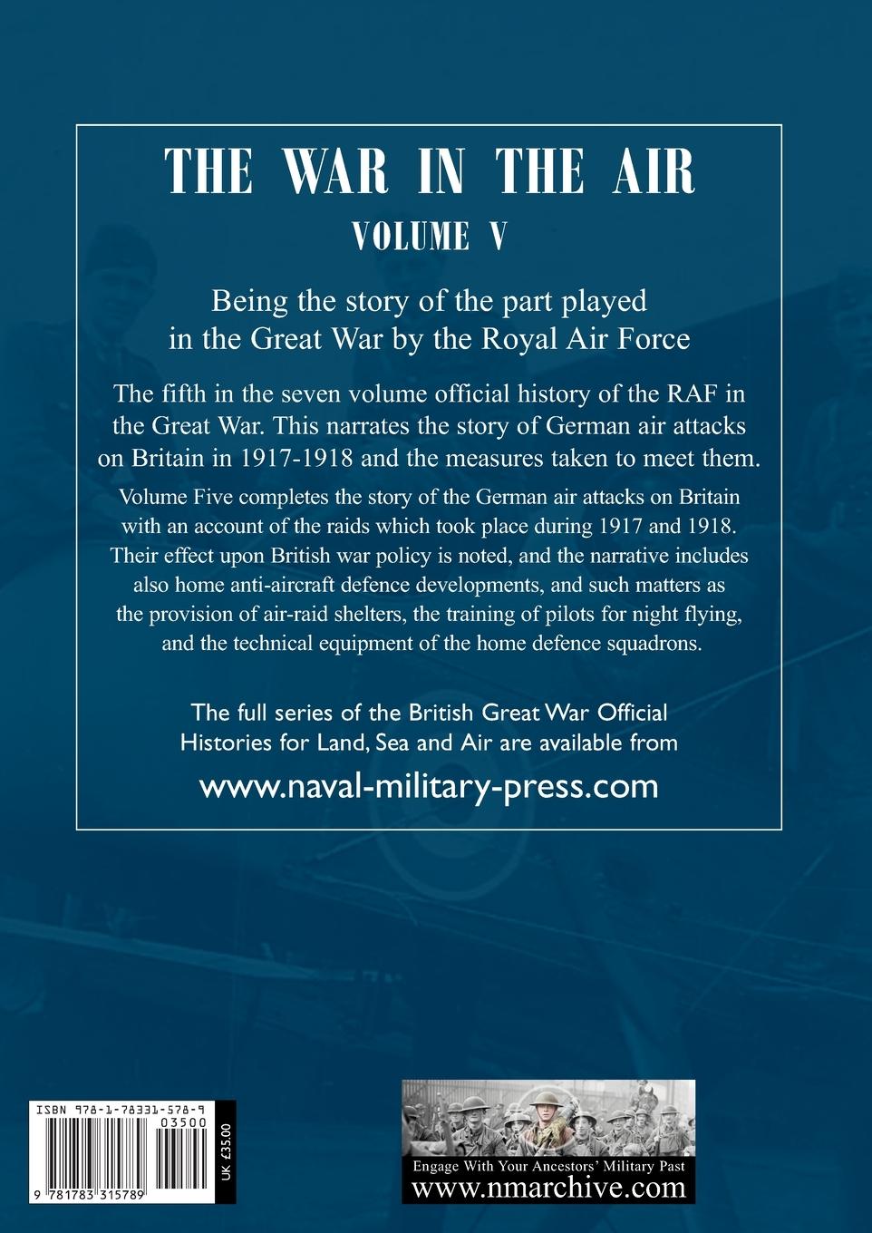 Rückseitencover War in the Air. Being the Story of the part played in the Great War by the Royal Air Force