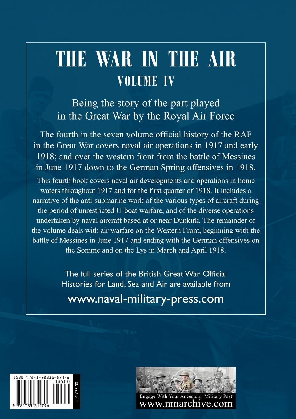 Rückseitencover War in the Air. Being the Story of the part played in the Great War by the Royal Air Force