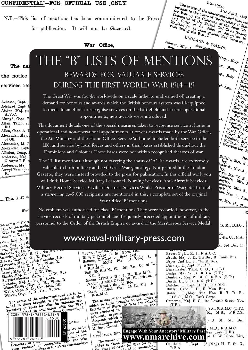 Rückseitencover THE "B" LISTS OF MENTIONS