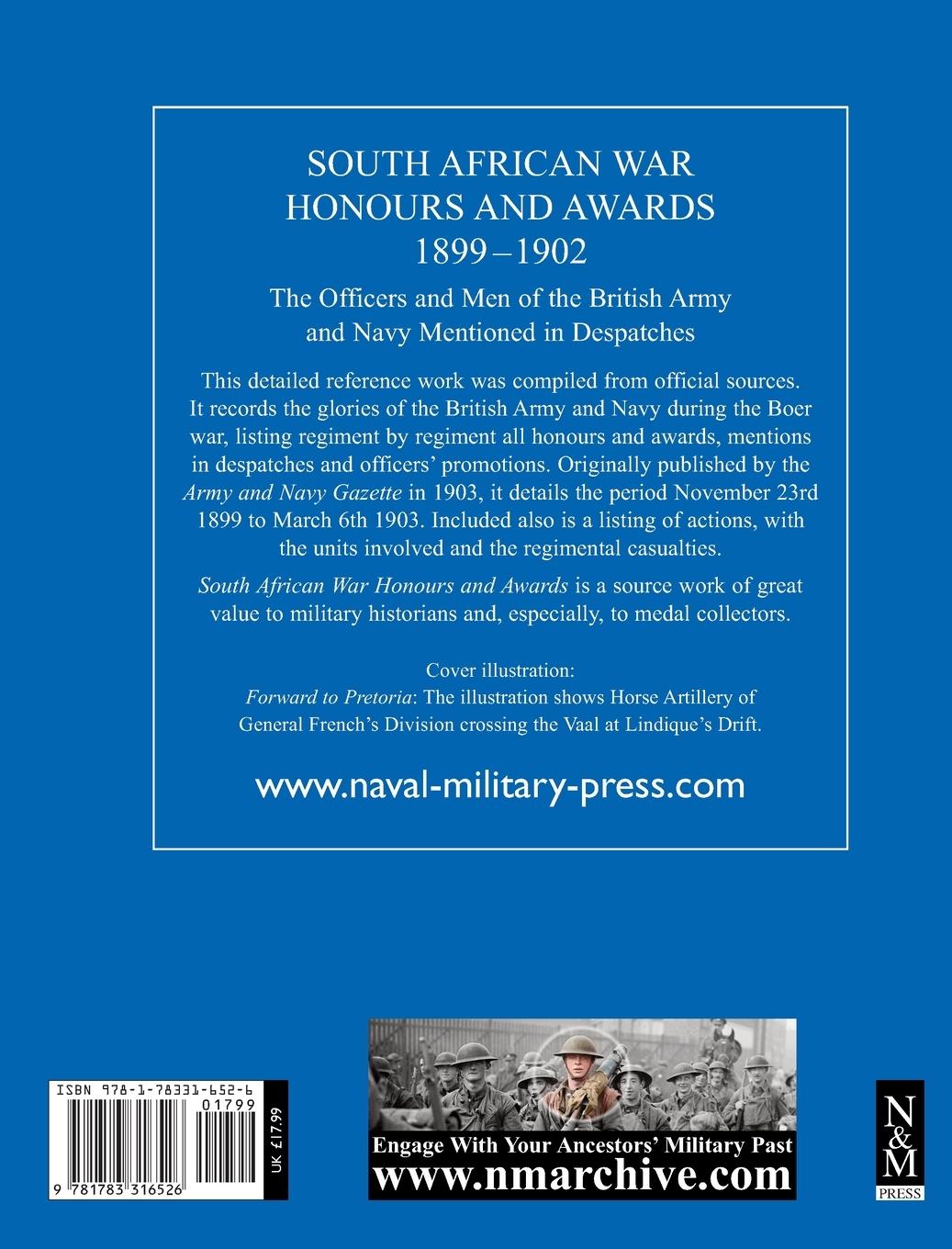 Rückseitencover SOUTH AFRICAN WAR HONOURS AND AWARDS  1899-1902