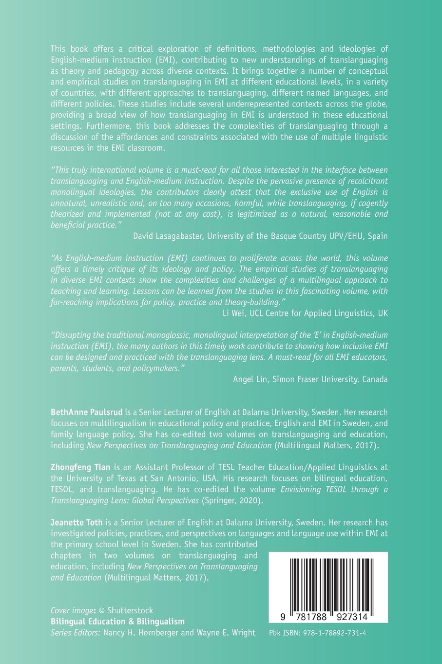 Rückseitencover English-Medium Instruction and Translanguaging