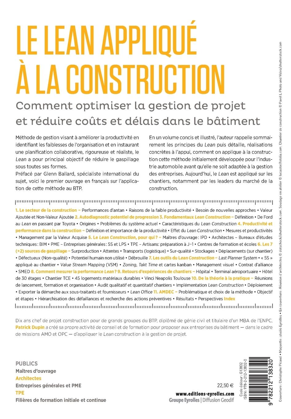 Rückseitencover Le LEAN appliqué à la construction: Comment optimiser la gestion de projet et réduire coûts et délais dans le bâtiment.