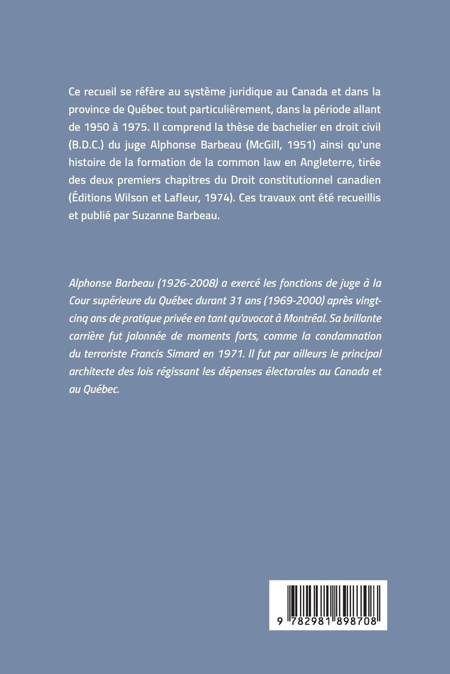 Rückseitencover Le Droit pénal dans la constitution canadienne