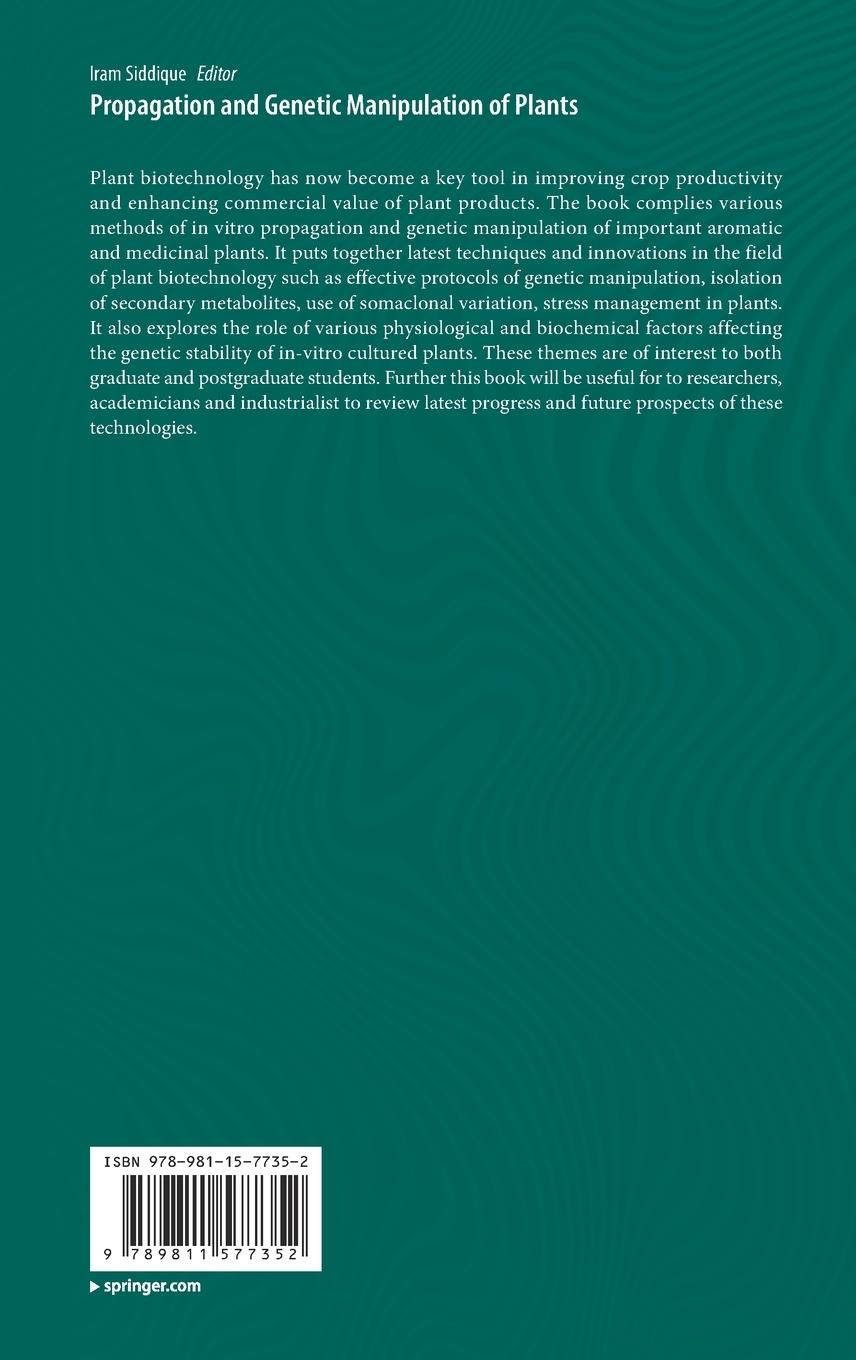 Rückseitencover Propagation and Genetic Manipulation of Plants