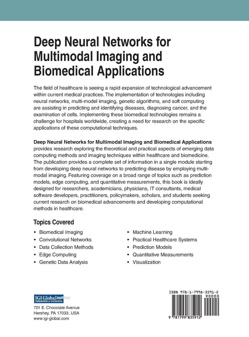 Rückseitencover Deep Neural Networks for Multimodal Imaging and Biomedical Applications