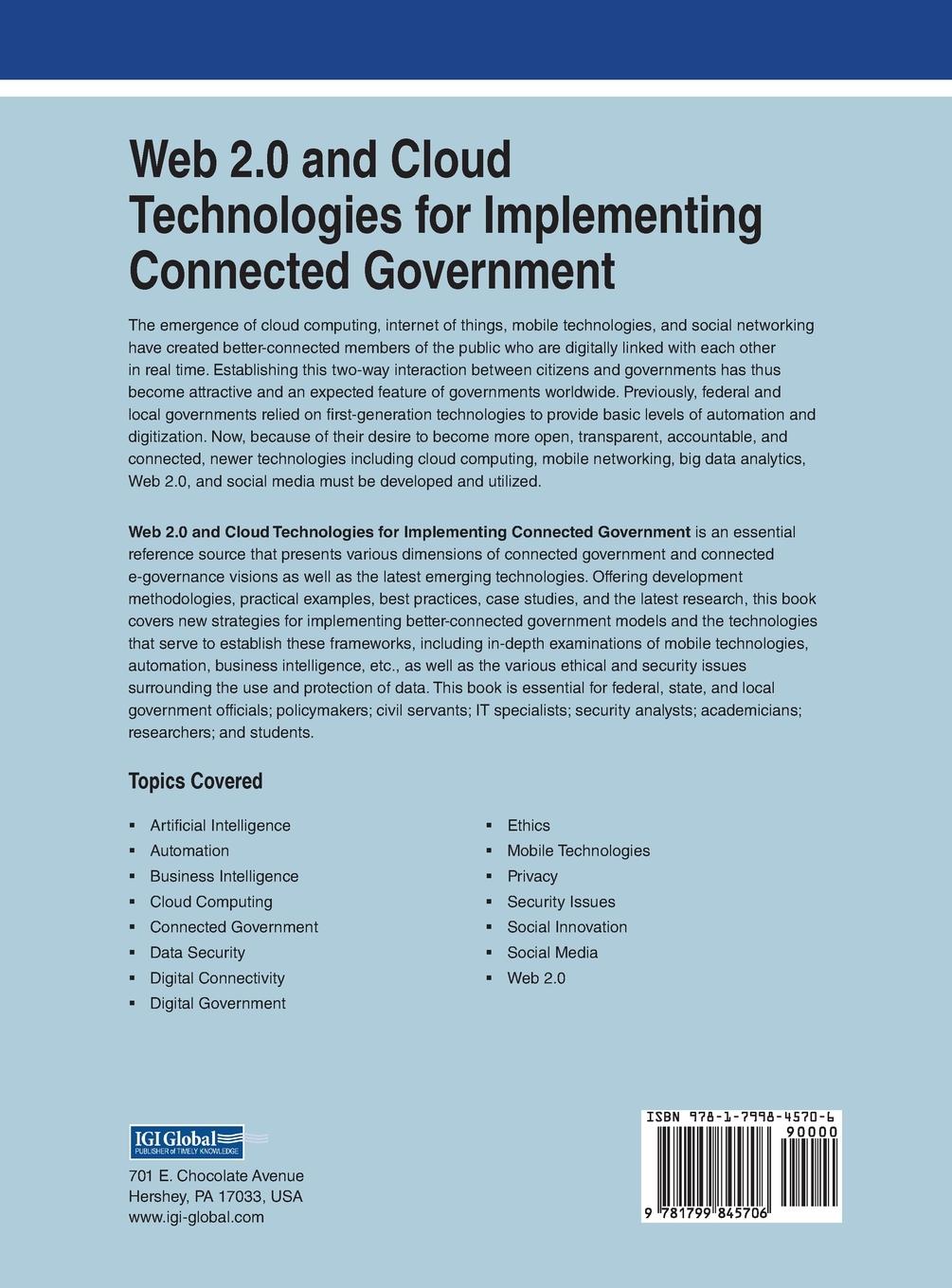 Rückseitencover Web 2.0 and Cloud Technologies for Implementing Connected Government