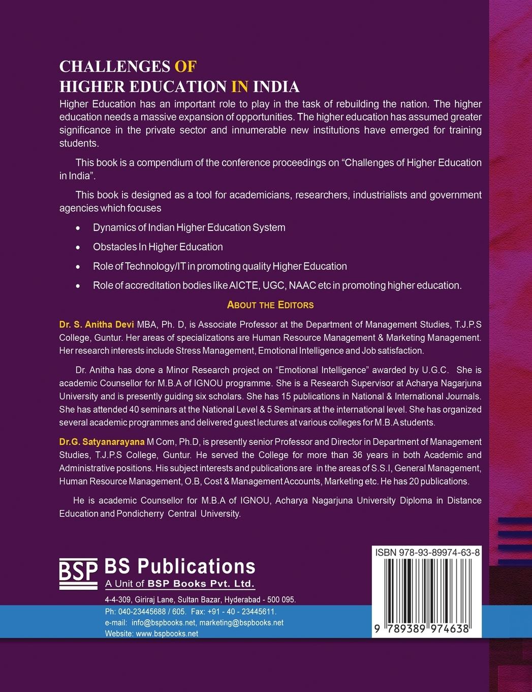 Rückseitencover Challenges of Higher Education in India