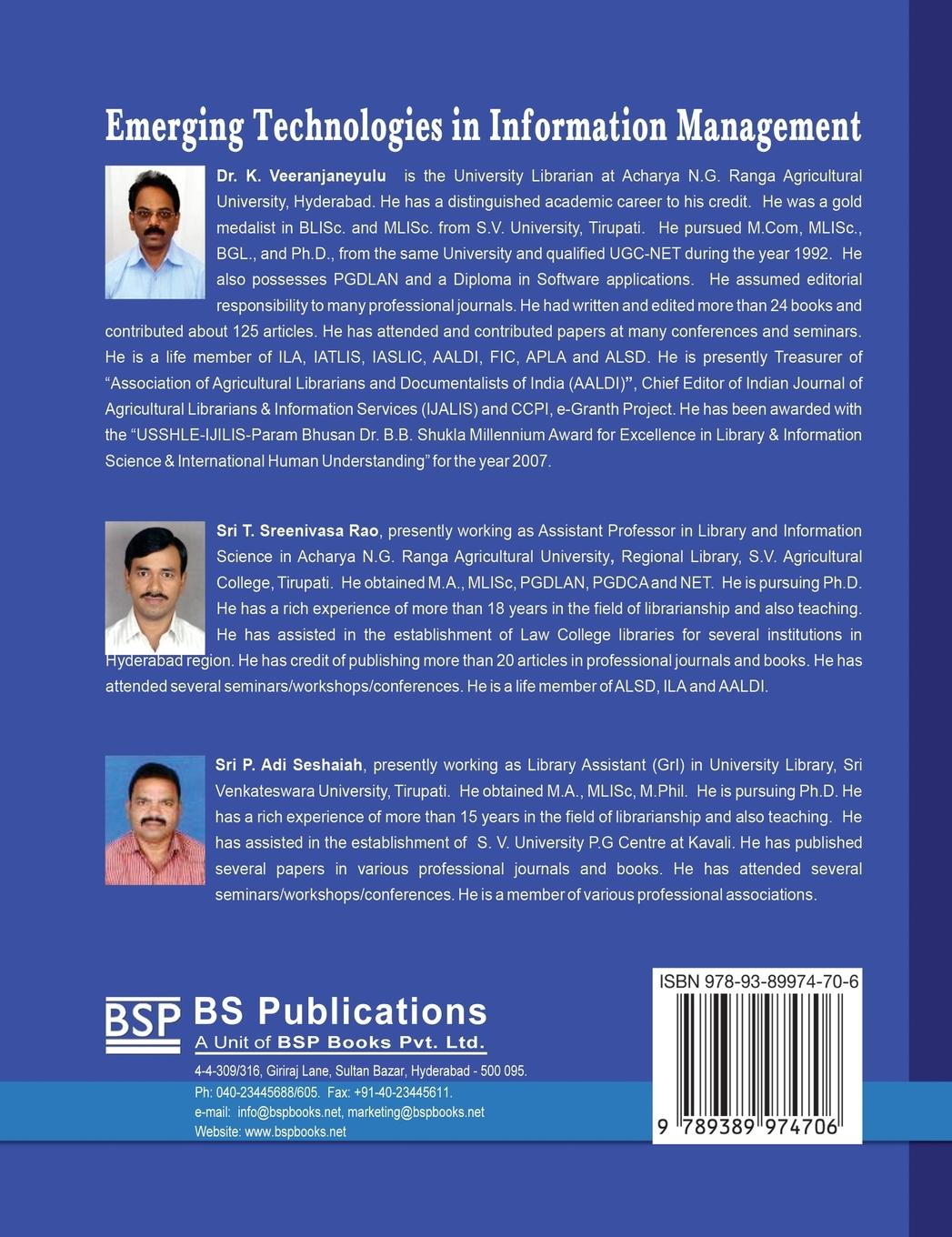 Rückseitencover Emerging Technologies in Information Management