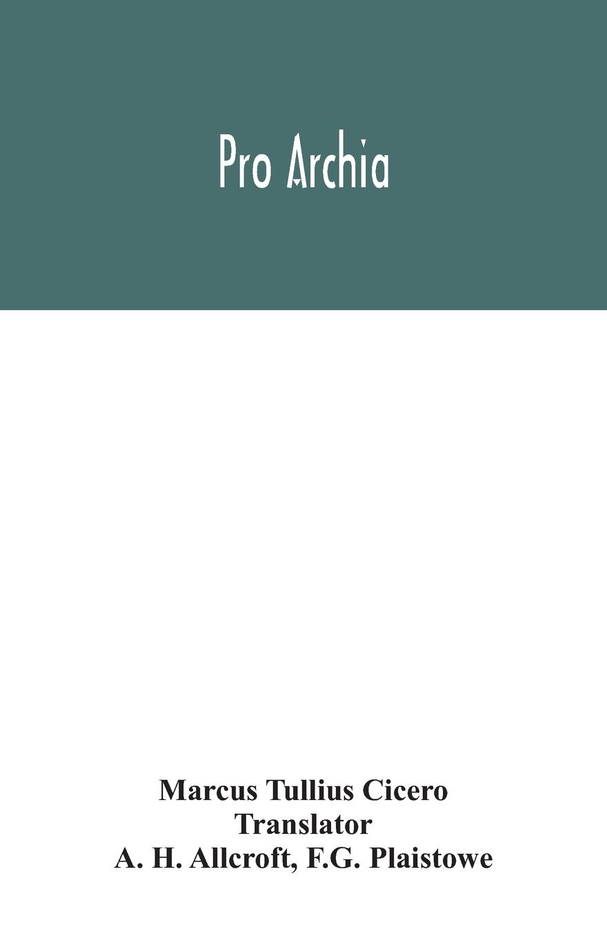 Vorderes Coverbild Pro Archia