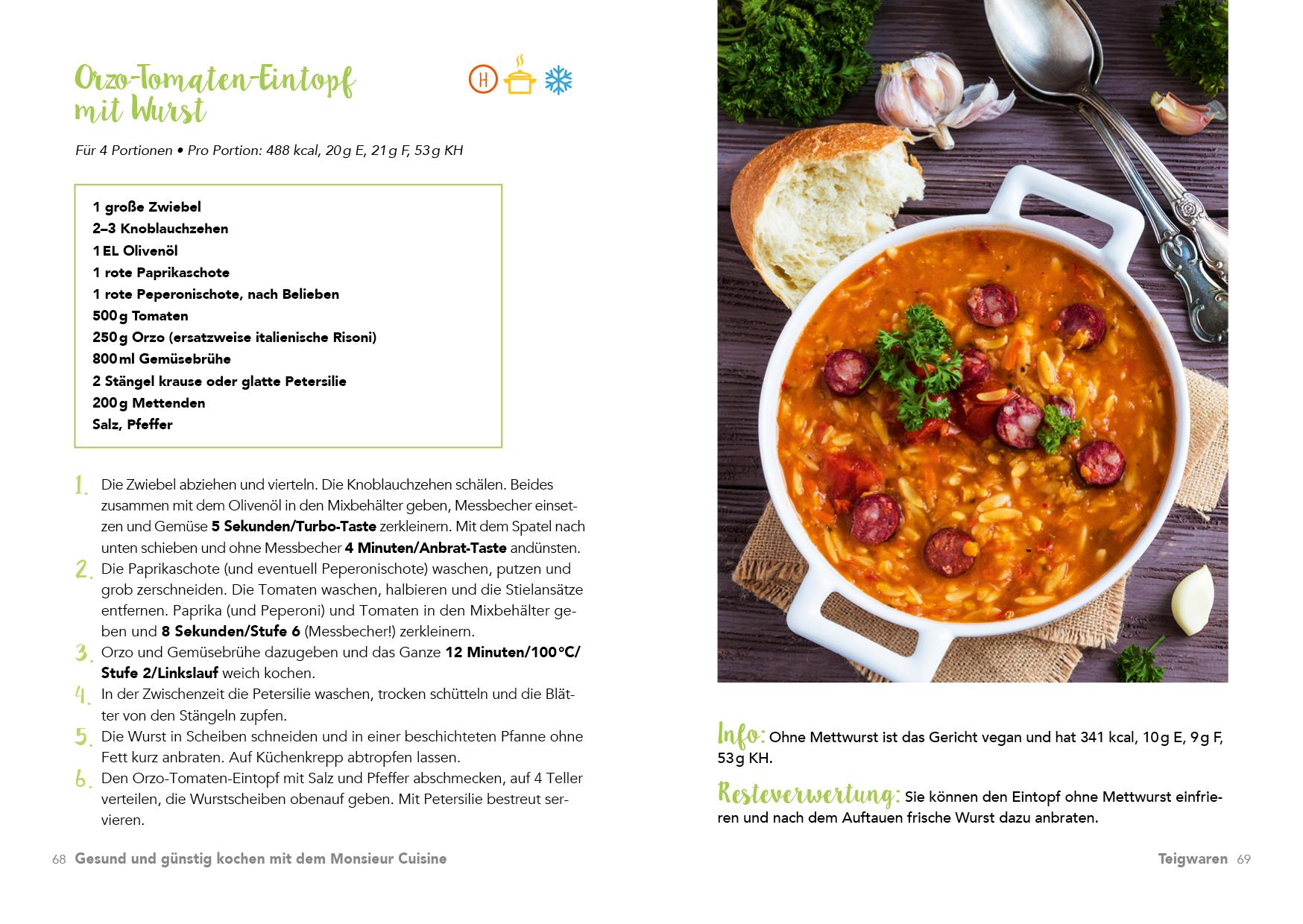 Beispielinhalt (Bild) Gesund und günstig kochen mit dem Monsieur Cuisine