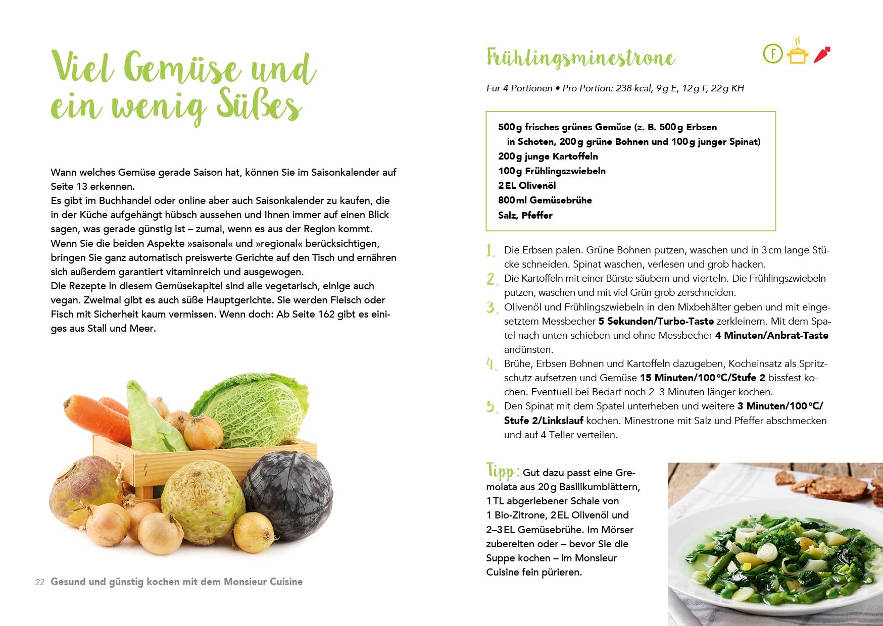 Beispielinhalt (Bild) Gesund und günstig kochen mit dem Monsieur Cuisine