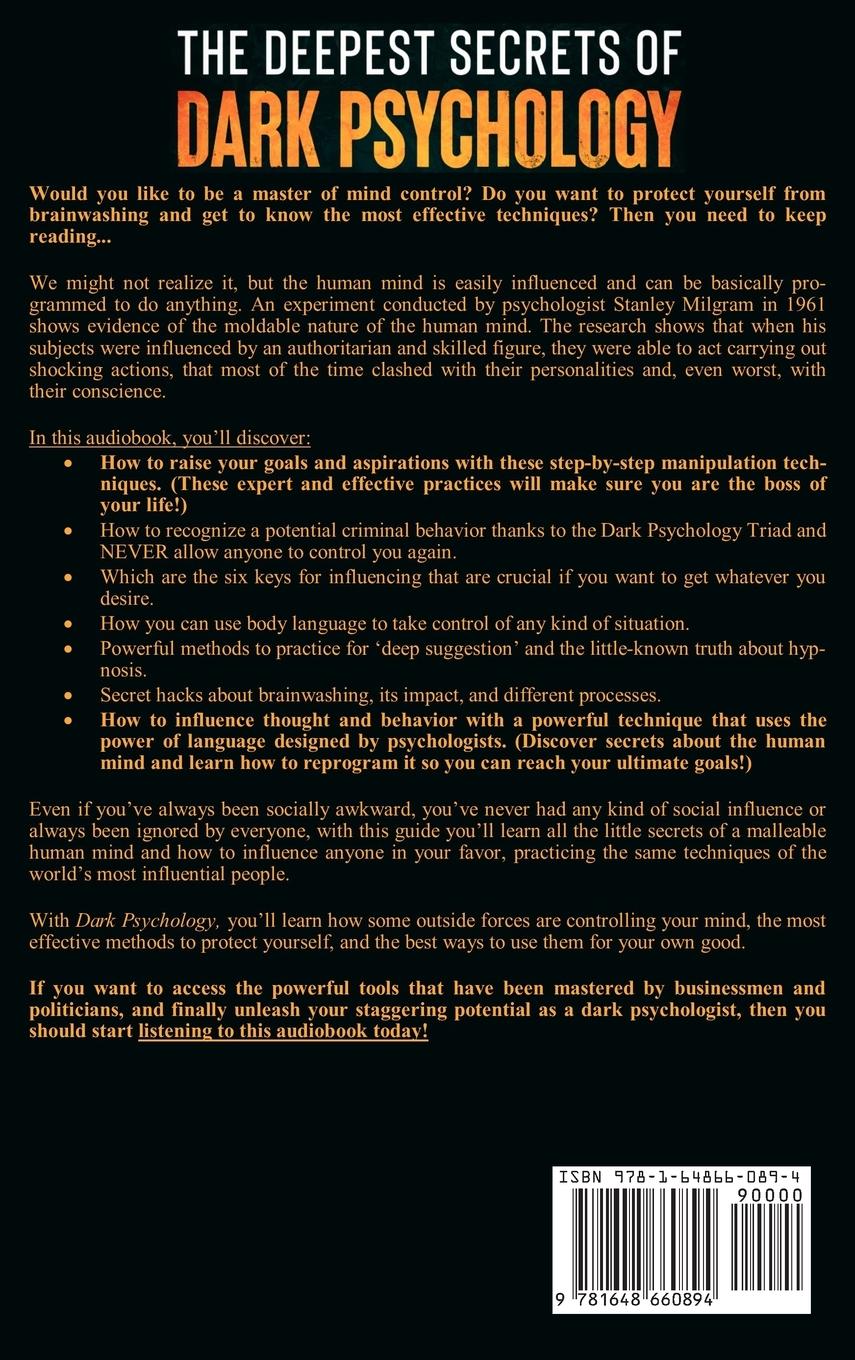 Rückseitencover The Deepest Secrets of Dark Psychology