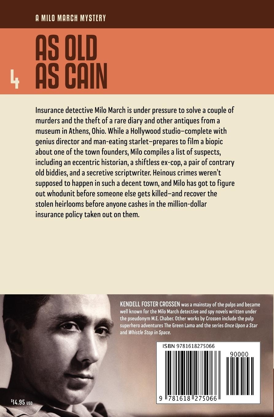 Rückseitencover Milo March #4: As Old As Cain