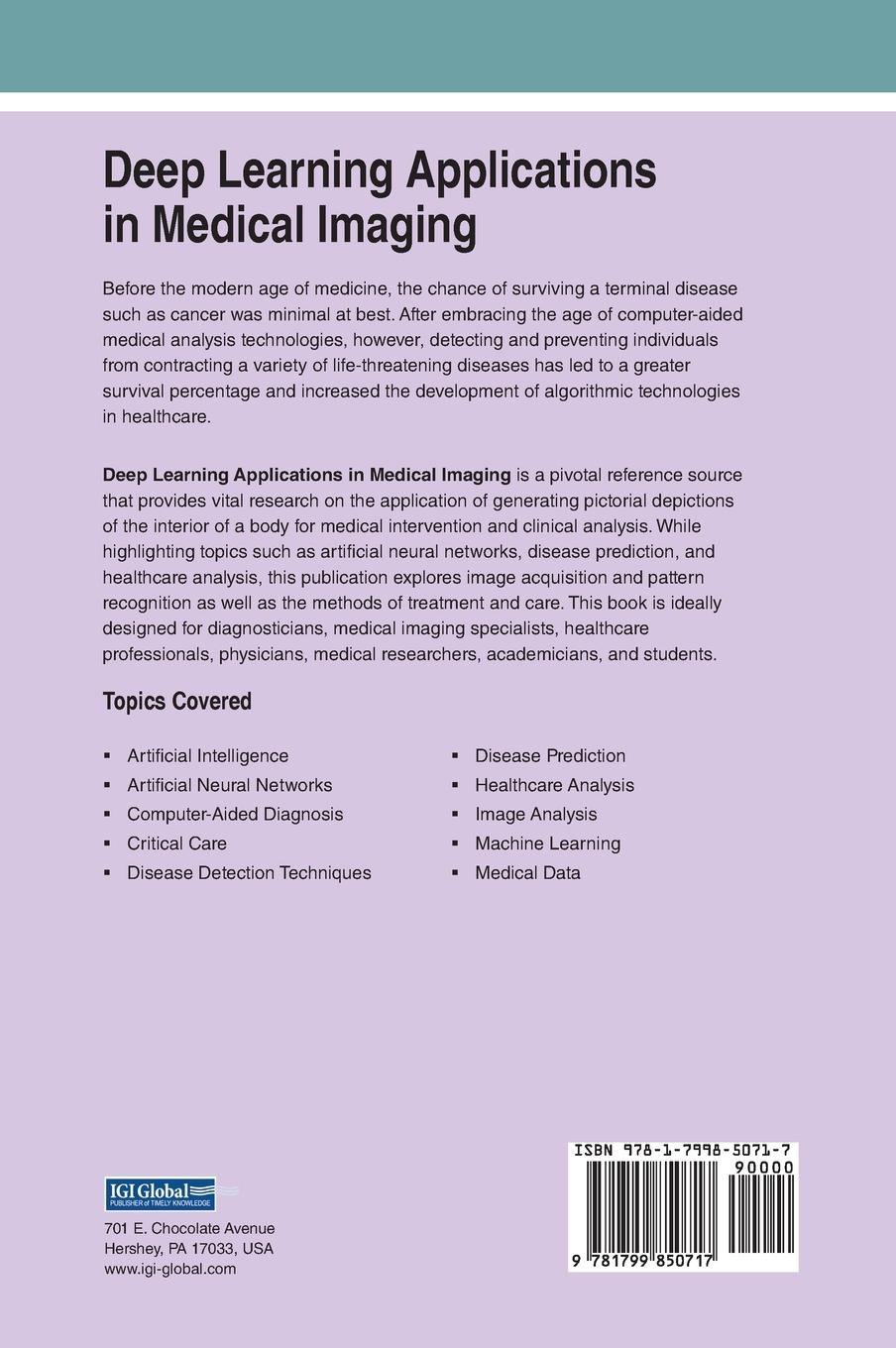 Rückseitencover Deep Learning Applications in Medical Imaging