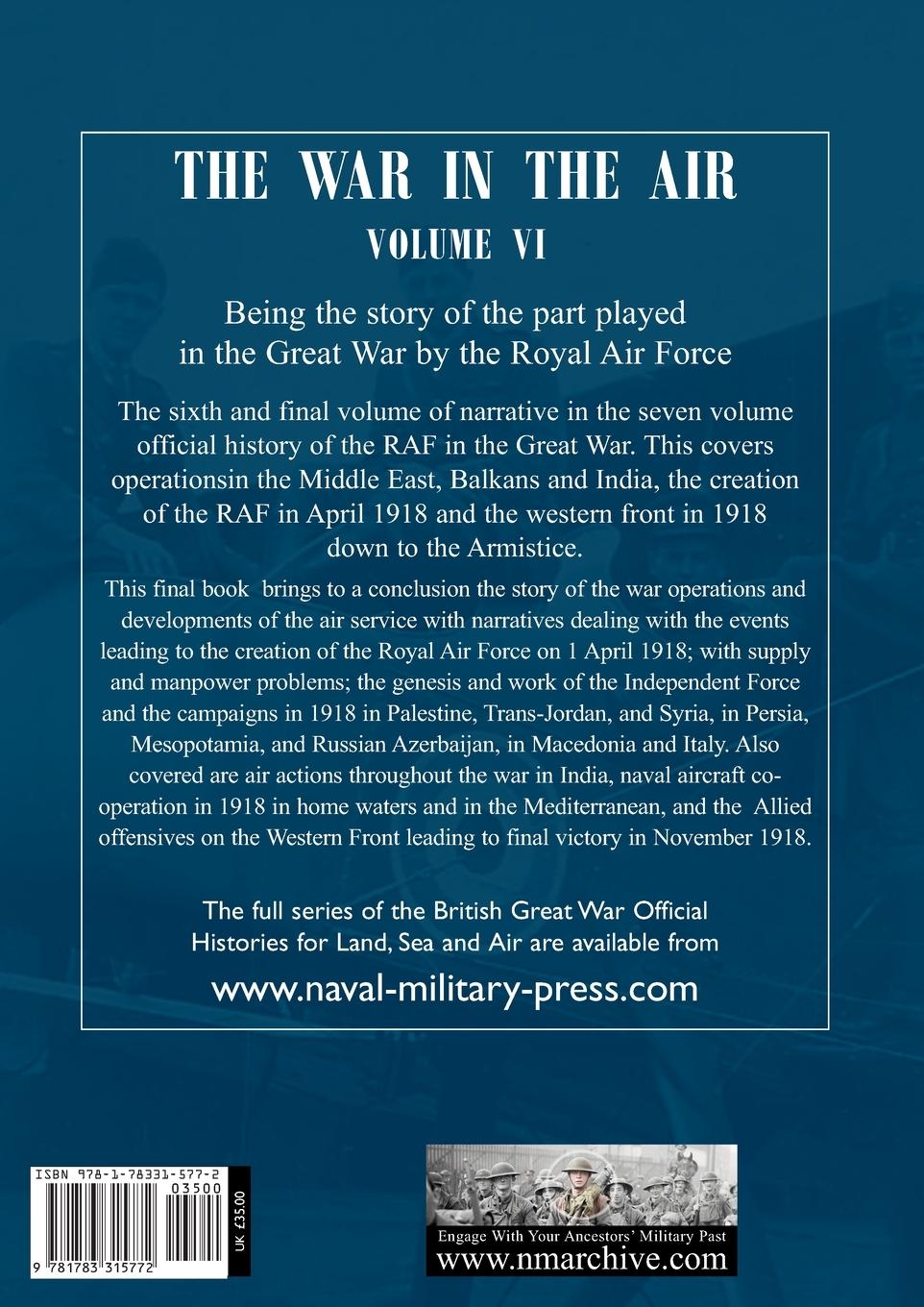 Rückseitencover War in the Air. Being the Story of the part played in the Great War by the Royal Air Force