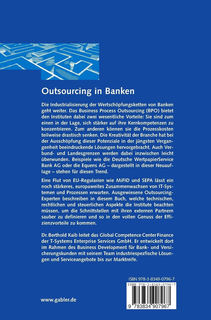 Rückseitencover Outsourcing in Banken