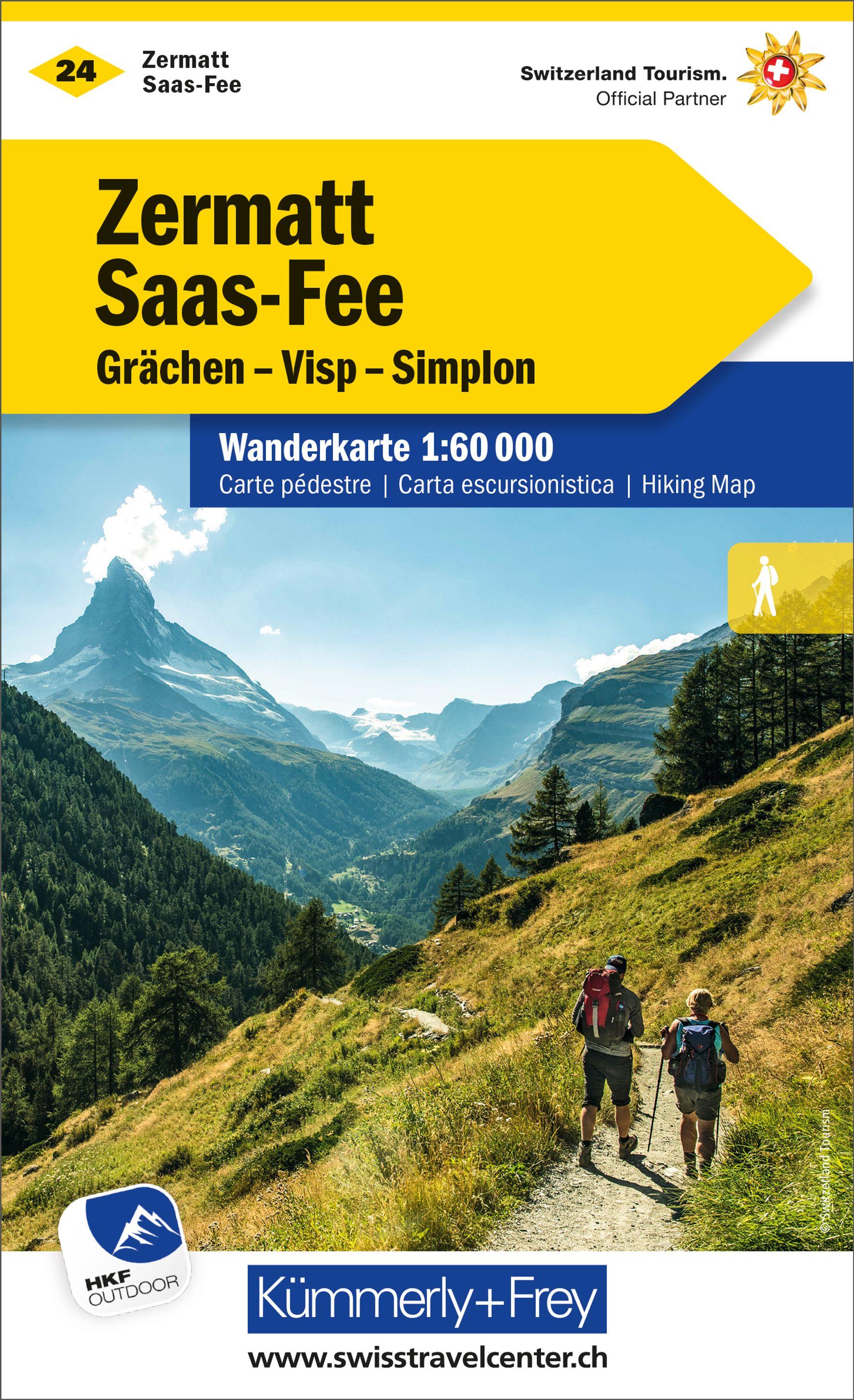 Vorderes Coverbild Zermatt - Saas Fee, Grächen, Visp, Simplon Wanderkarte Nr. 24