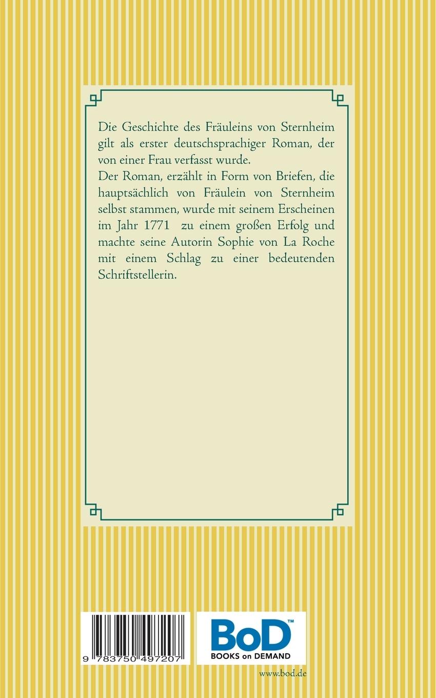 Rückseitencover Geschichte des Fräuleins von Sternheim