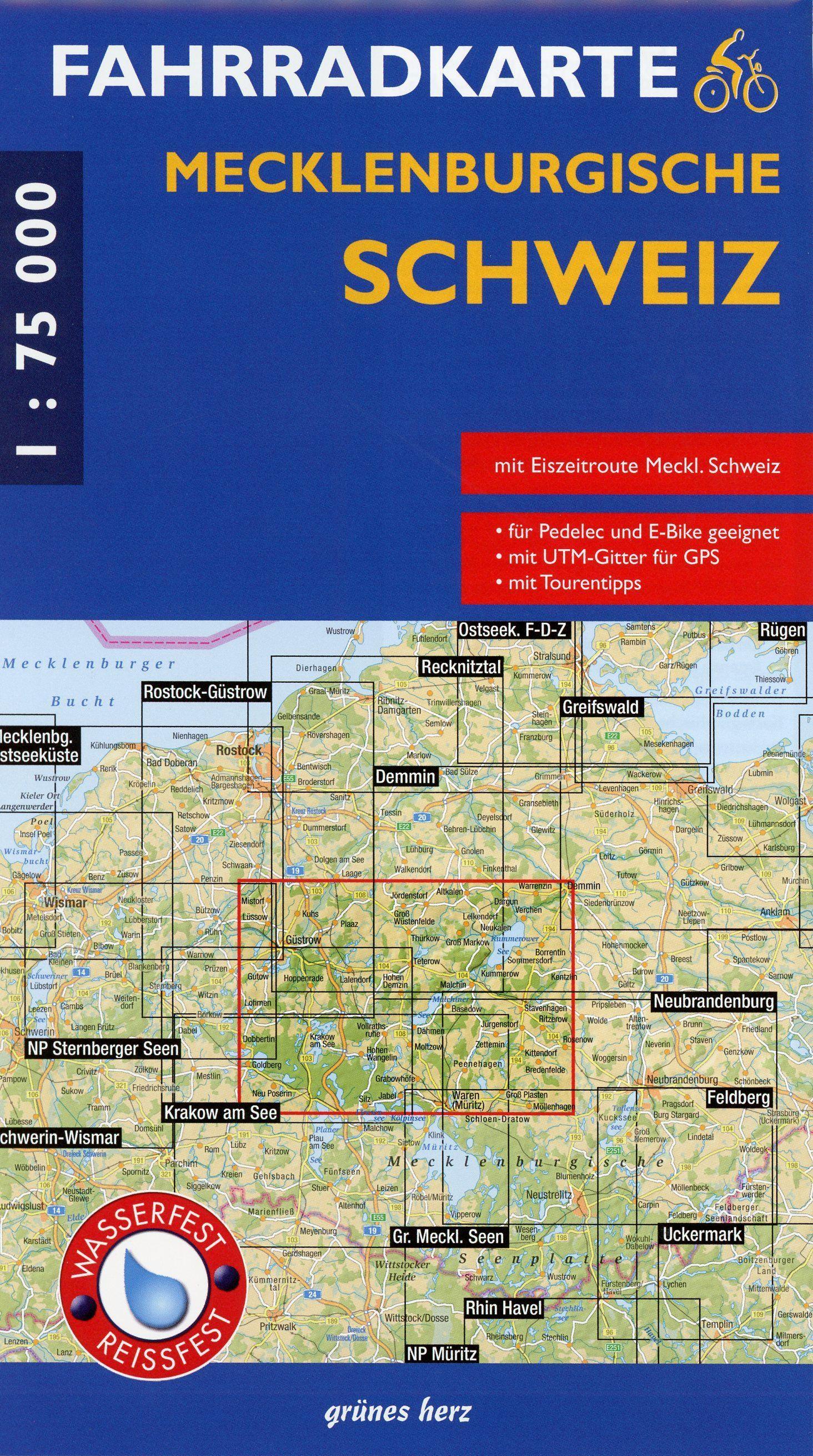 Vorderes Coverbild Fahrradkarte Mecklenburgische Schweiz 1:75 000