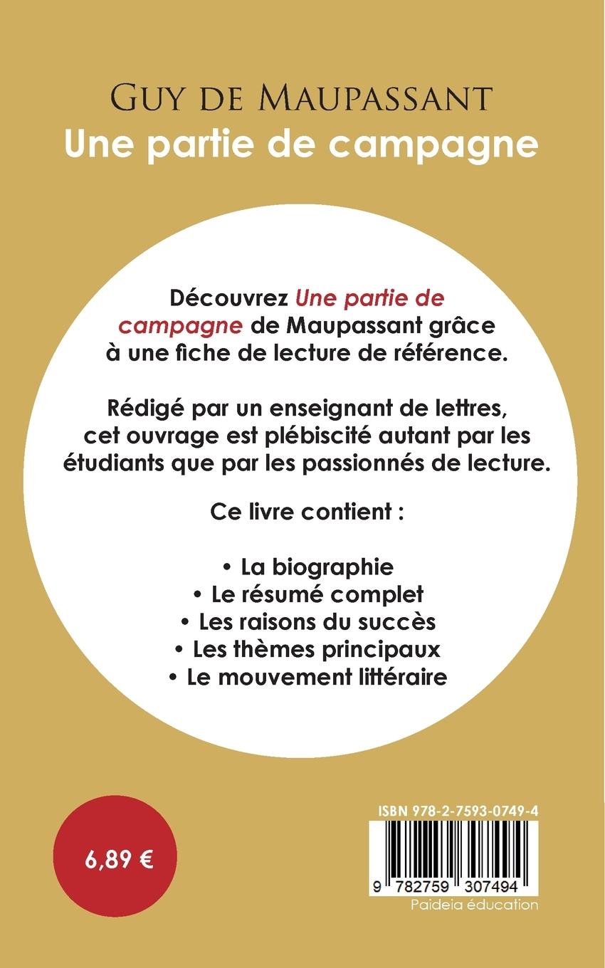 Rückseitencover Fiche de lecture Une partie de campagne (Étude intégrale)