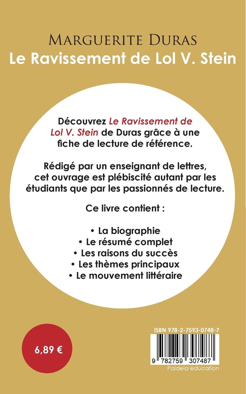 Rückseitencover Fiche de lecture Le Ravissement de Lol V. Stein (Étude intégrale)