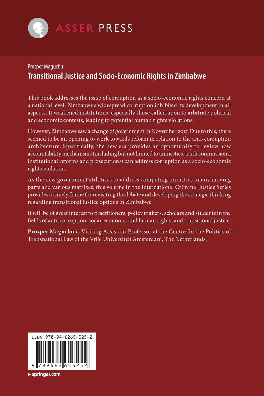 Rückseitencover Transitional Justice and Socio-Economic Rights in Zimbabwe