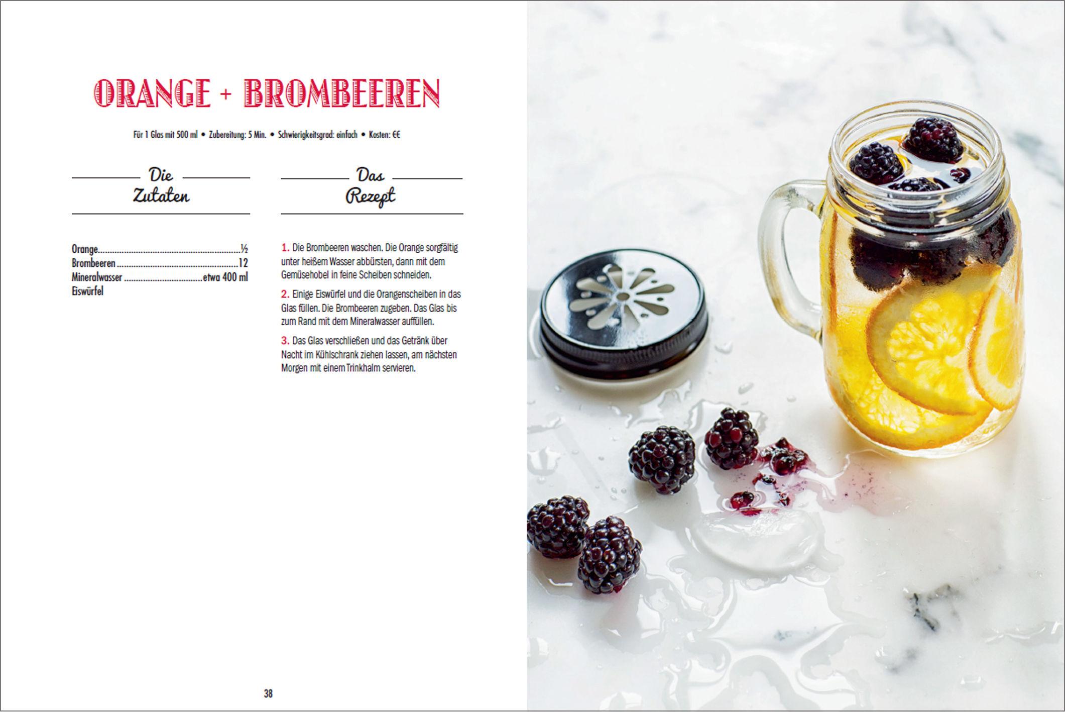 Beispielinhalt (Bild) Detox Wasser - zum Fasten, Abnehmen und Wohlfühlen. Mit Früchten, Gemüse, Kräutern und Mineralwasser