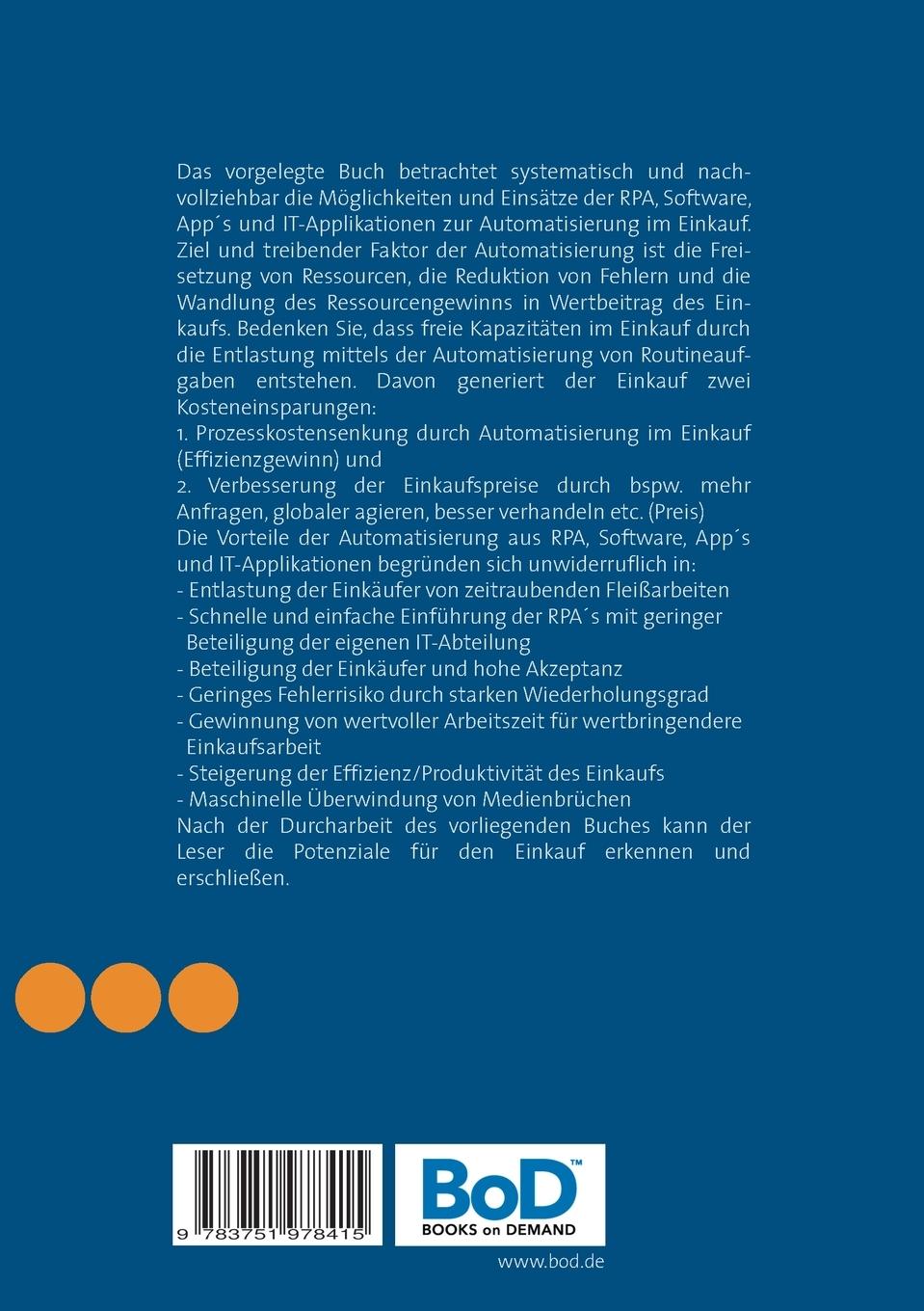 Rückseitencover RPA, Software, App´s und IT-Applikationen im Einkauf
