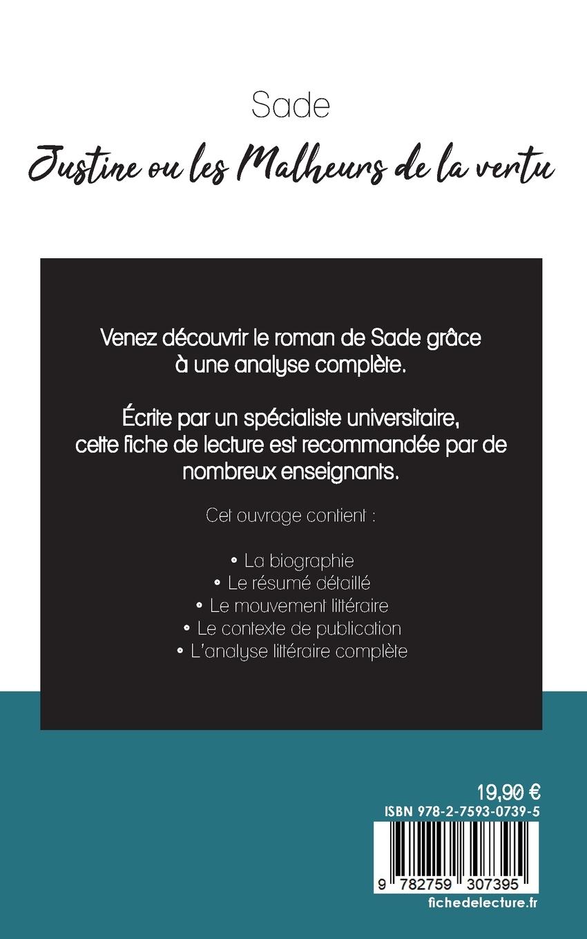 Rückseitencover Justine ou les Malheurs de la vertu de Sade (fiche de lecture et analyse complète de l'oeuvre)