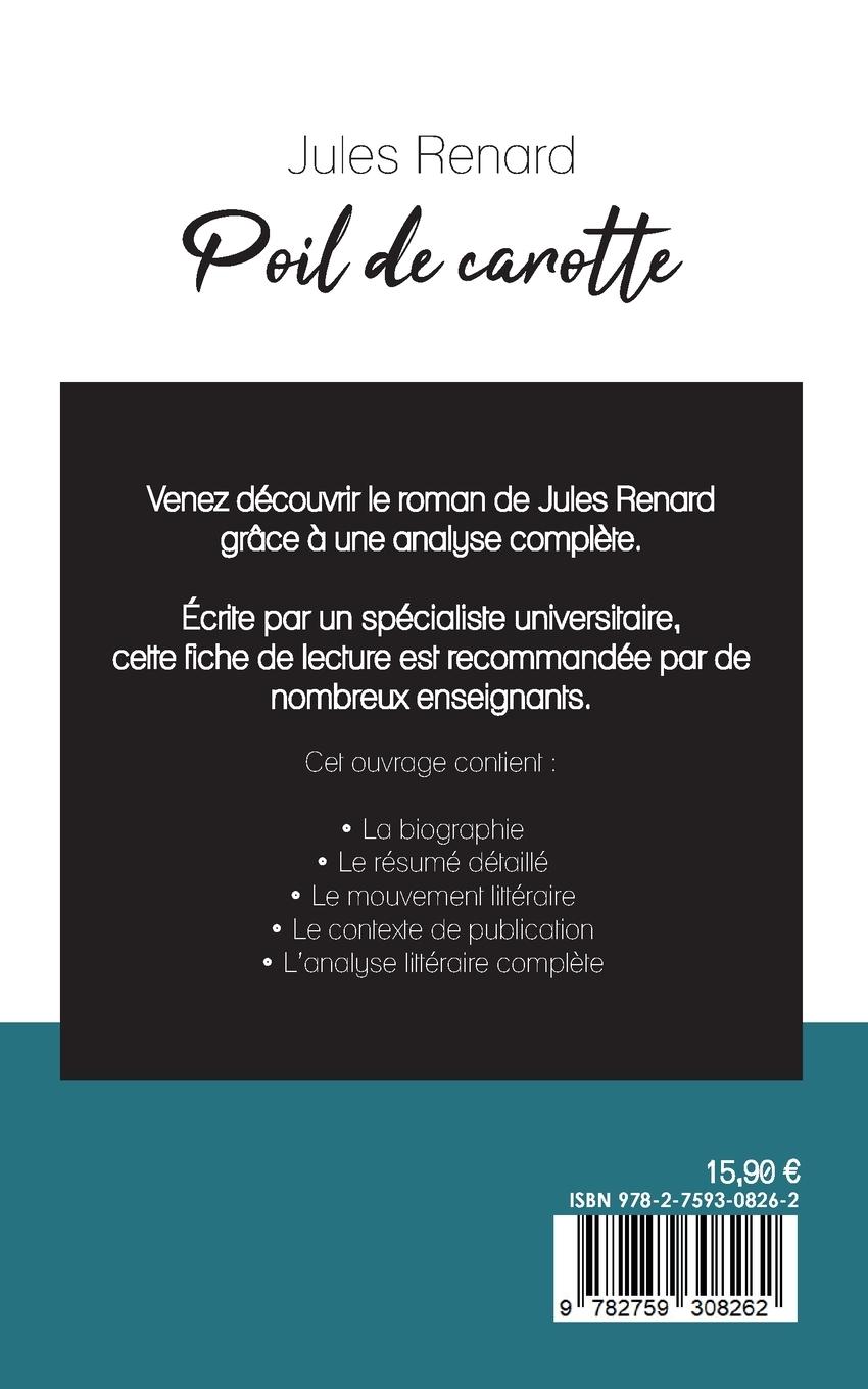 Rückseitencover Poil de carotte de Jules Renard (fiche de lecture et analyse complète de l'oeuvre)