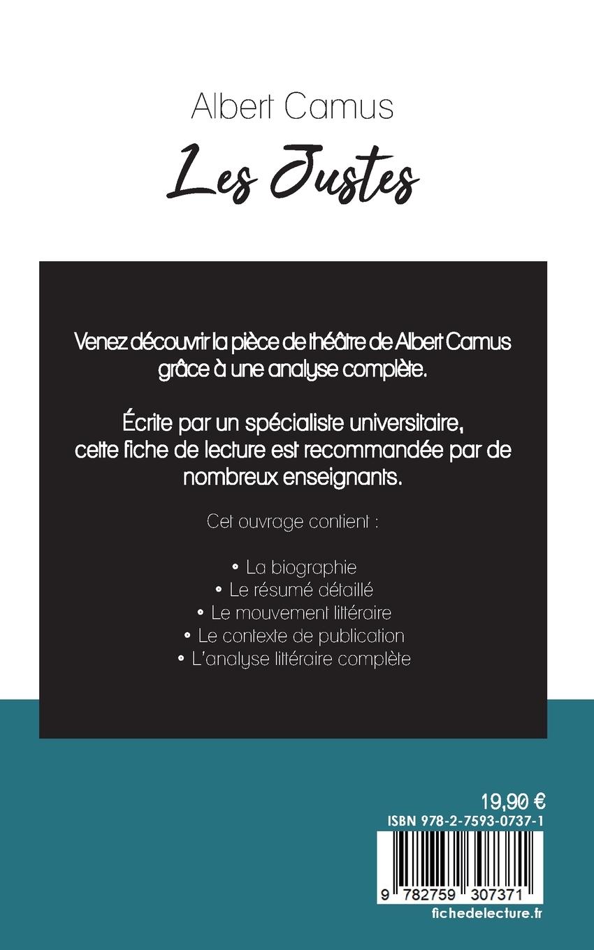 Rückseitencover Les Justes de Camus (fiche de lecture et analyse complète de l'oeuvre)