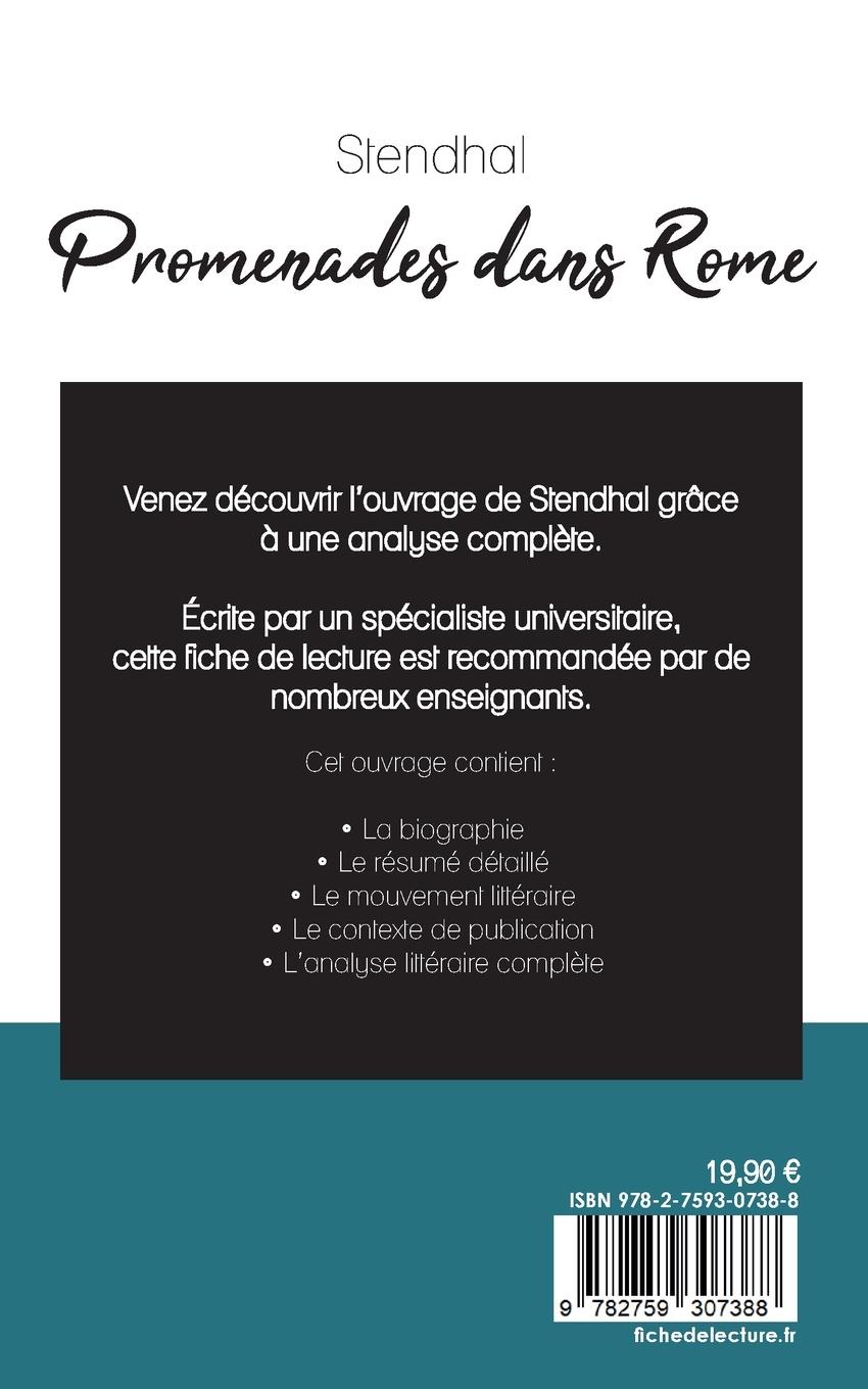Rückseitencover Promenades dans Rome de Stendhal (fiche de lecture et analyse complète de l'oeuvre)