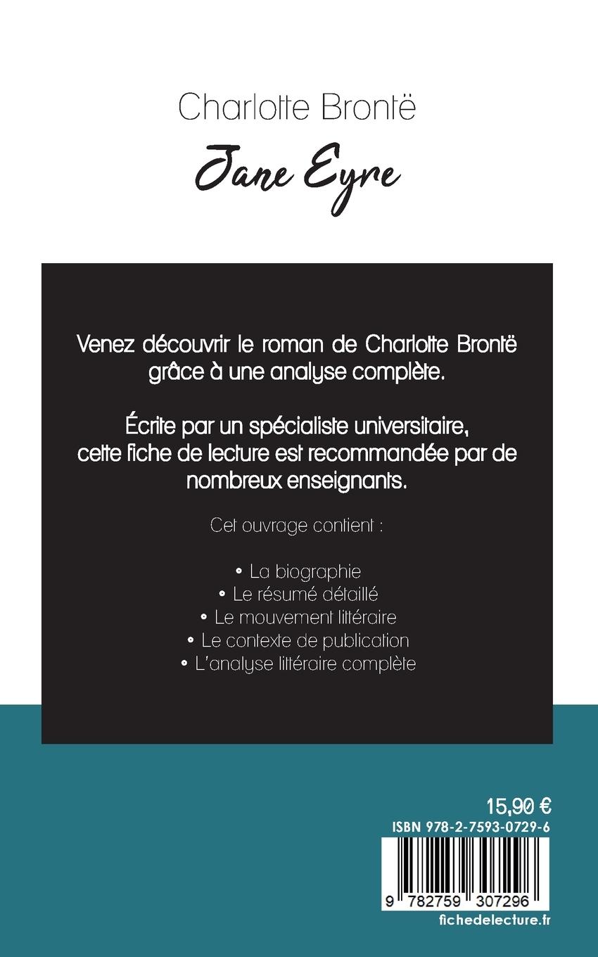 Rückseitencover Jane Eyre de Charlotte Brontë (fiche de lecture et analyse complète de l'oeuvre)